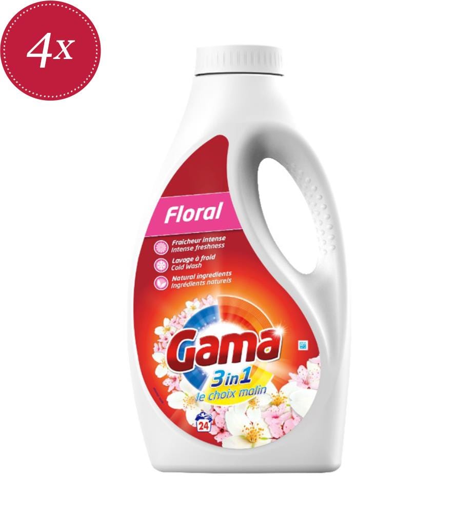 4 x Detersivo liquido Floral 3 in 1 – 1,2 L (24 lavaggi)