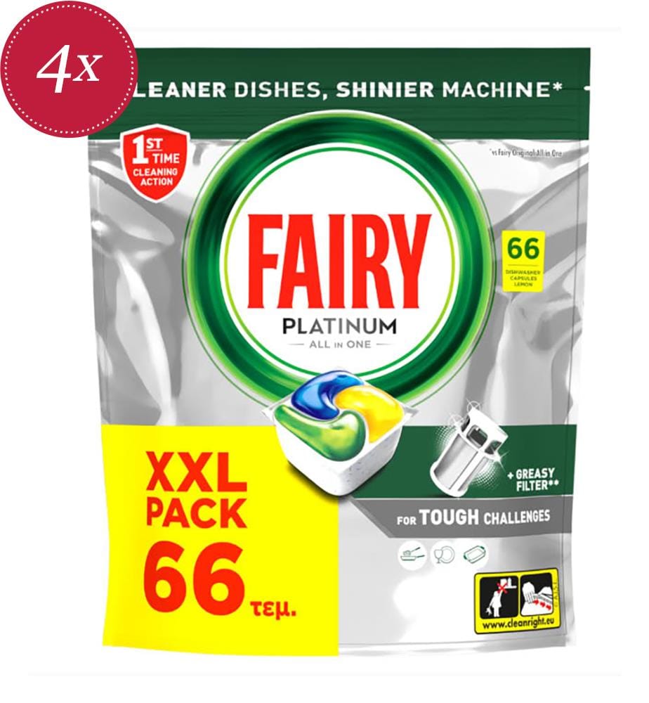 4 x Platinum All-in-One-Geschirrspültabs – 983 g (66 Tabs)