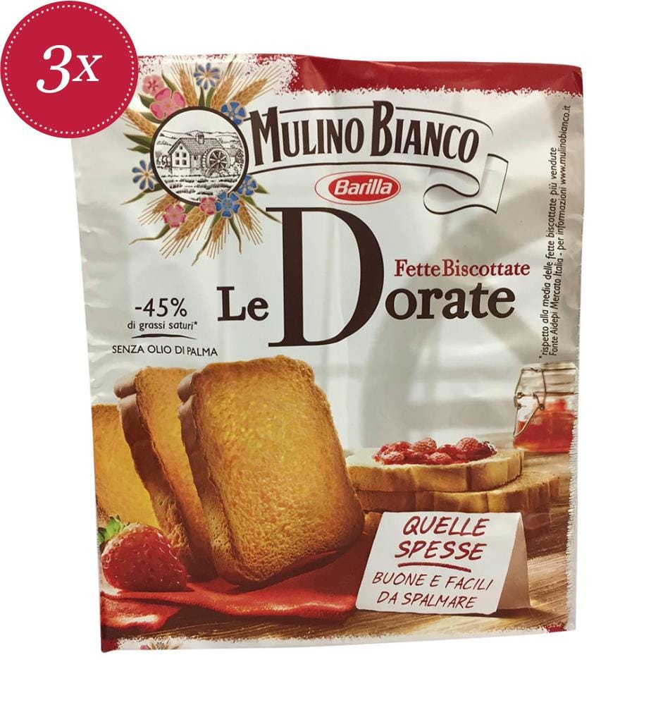 Tranches de biscuits dorés Mulino Bianco - 3 x 315 g