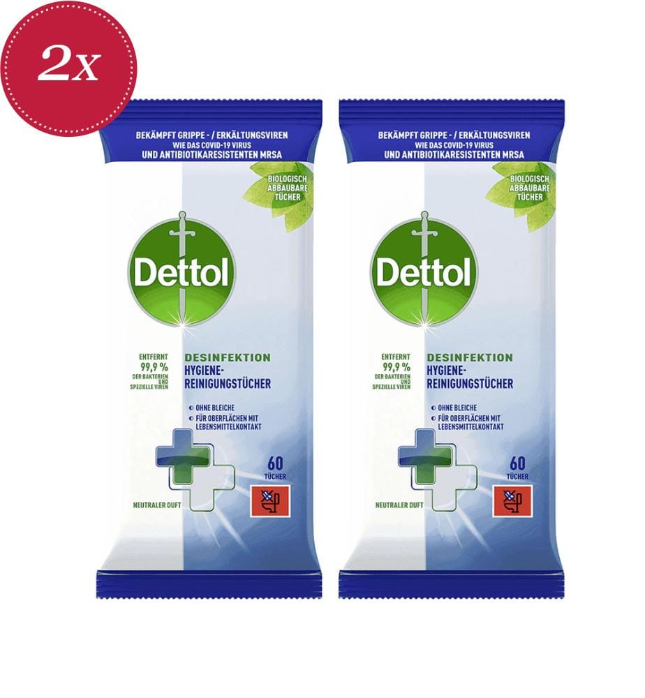 Lot de 2 Lingettes Désinfectantes et Hygiéniques - 60 Pièces