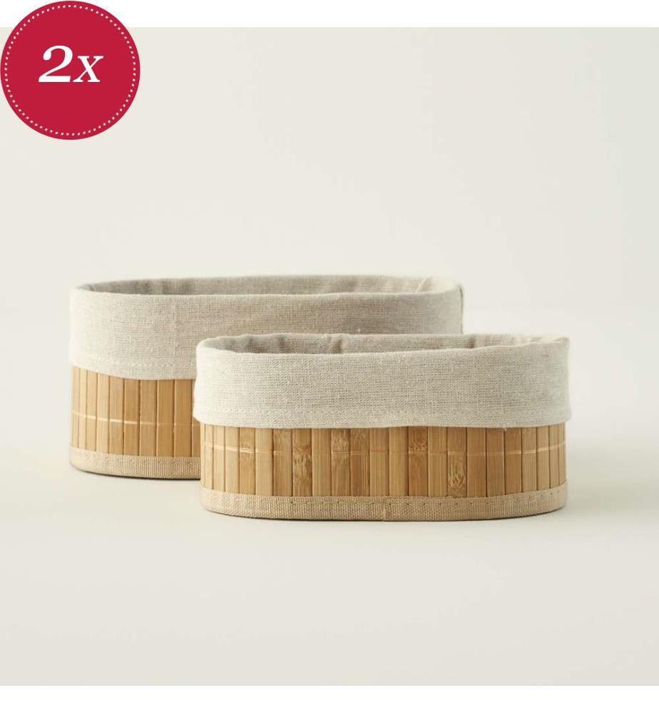 Lot de 2 boîtes de rangement en bambou Bres - Naturel