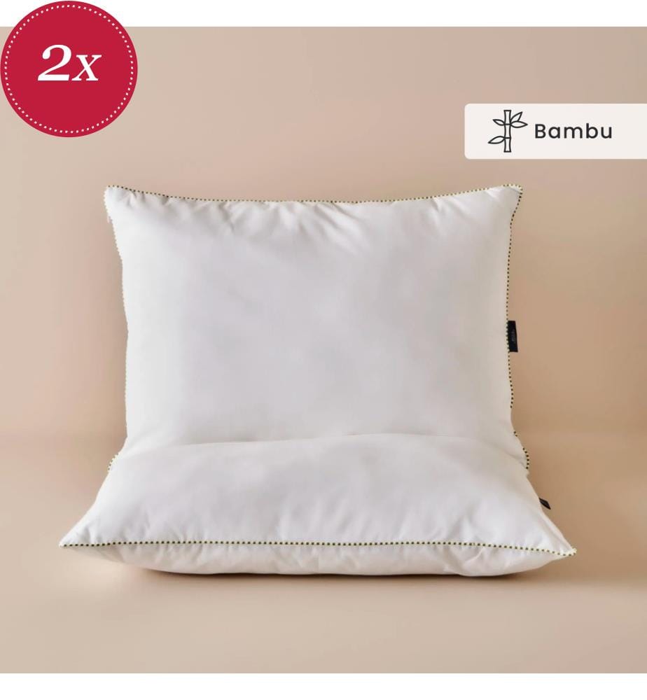 Set di 2 cuscini in bambù 50x70 cm - Bianco