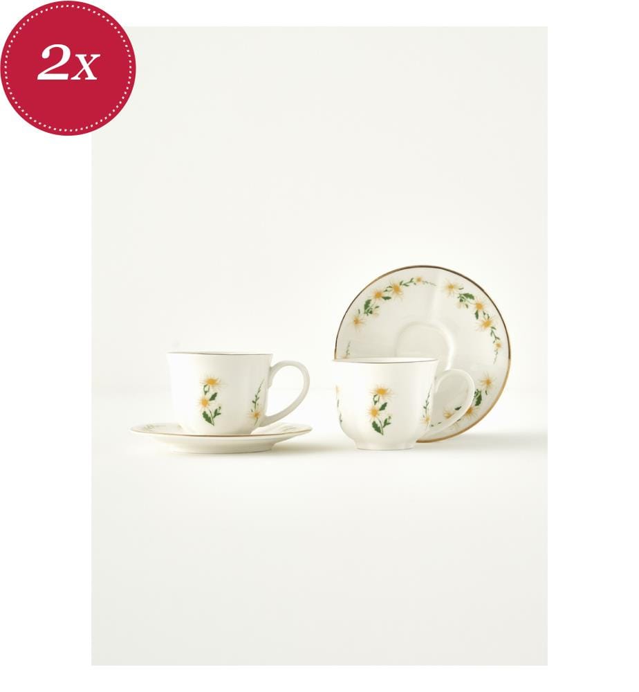 Set di 2 tazze da tè Daisy - Crema