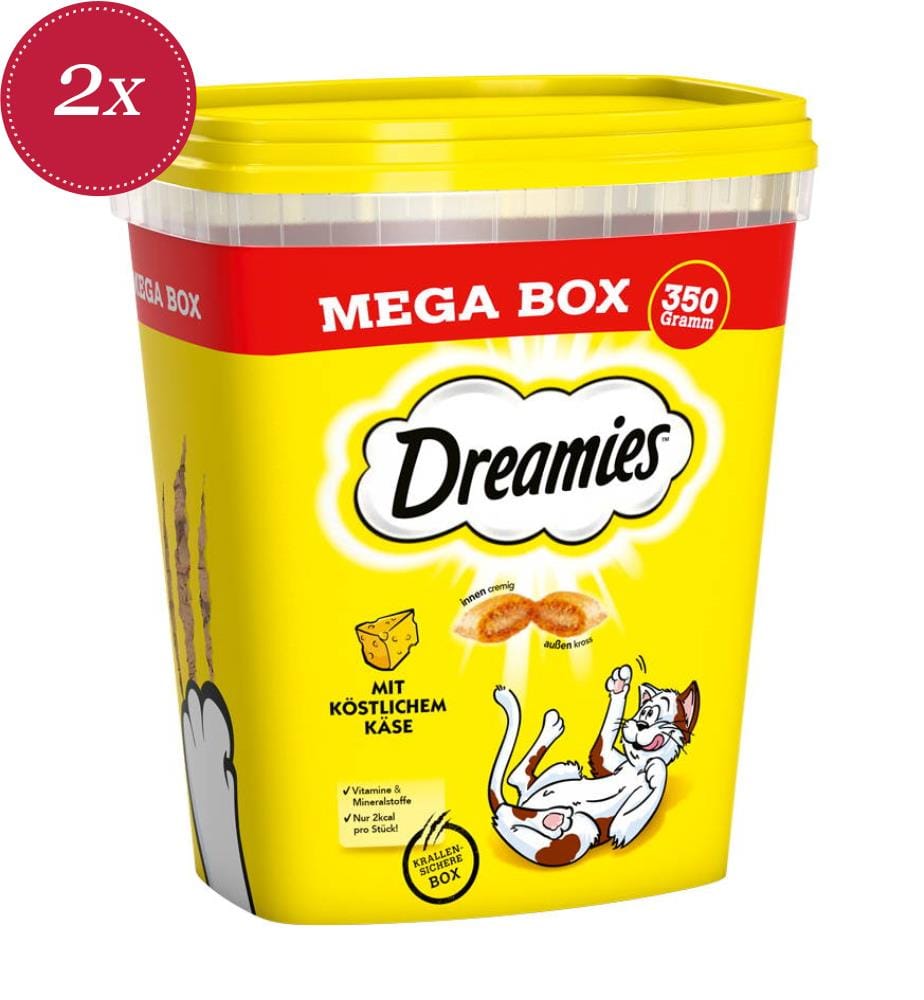 2 confezioni di Dreamies Tub al formaggio - 350 g