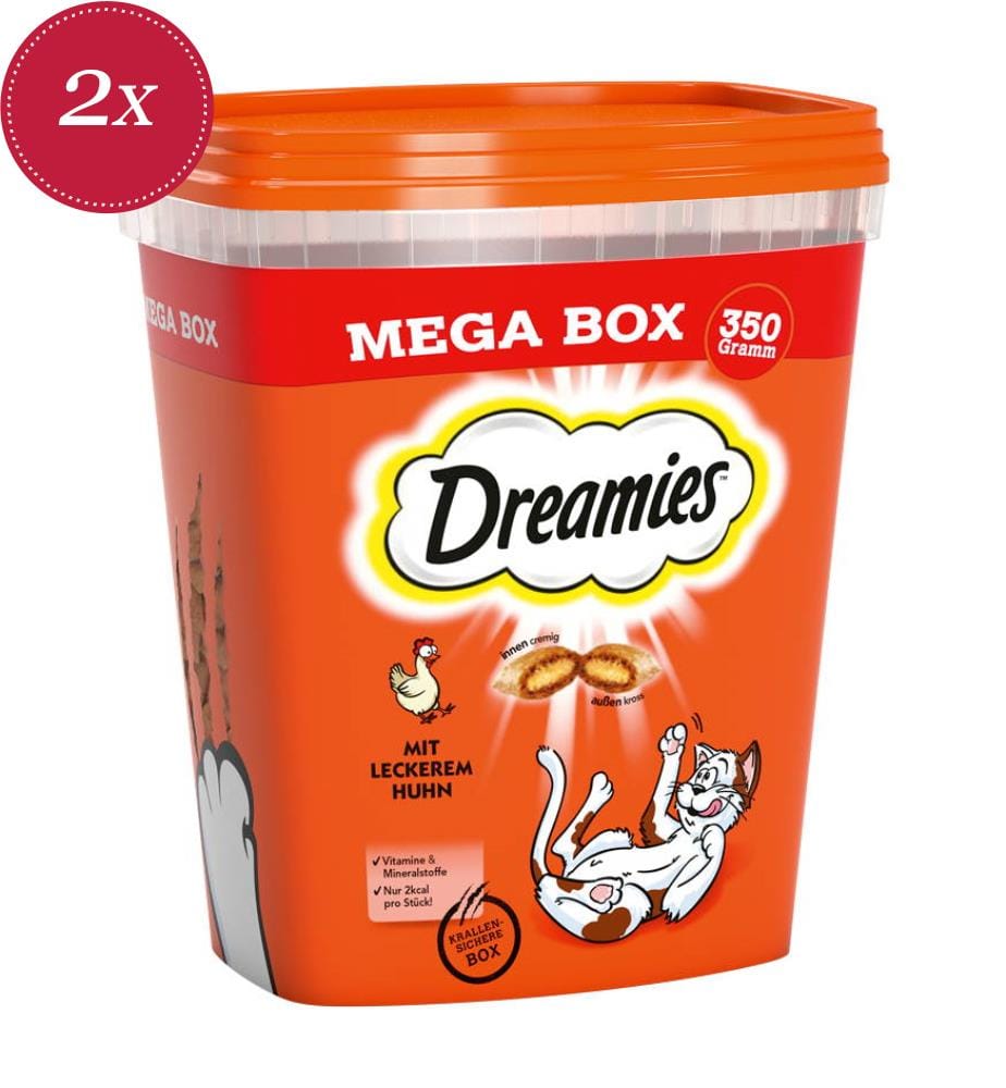 2 confezioni di Dreamies Tub al pollo - 350 g