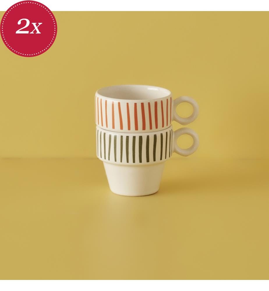 Stripe 2-piece espresso cup set 105 cc - Multicolor