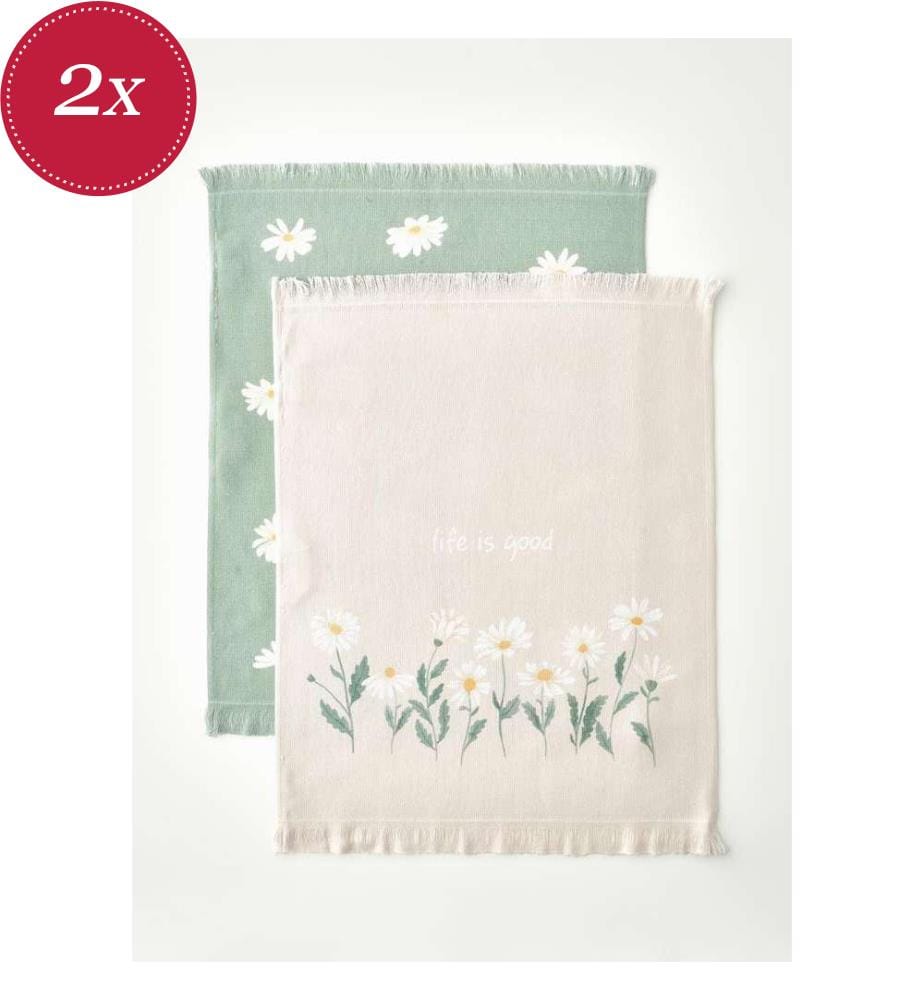 Lot de 2 chiffons Daisy - Beige et Vert