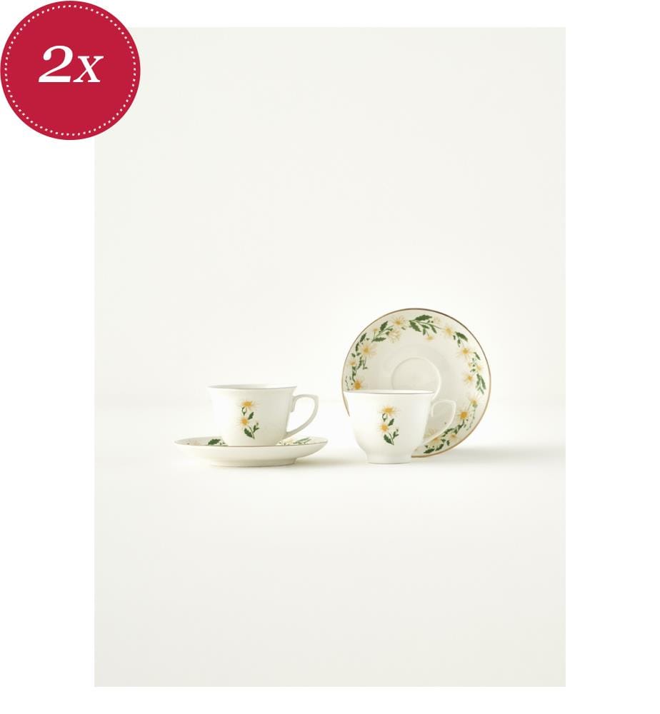 Set aus 2 Daisy-Kaffeebechern - Creme