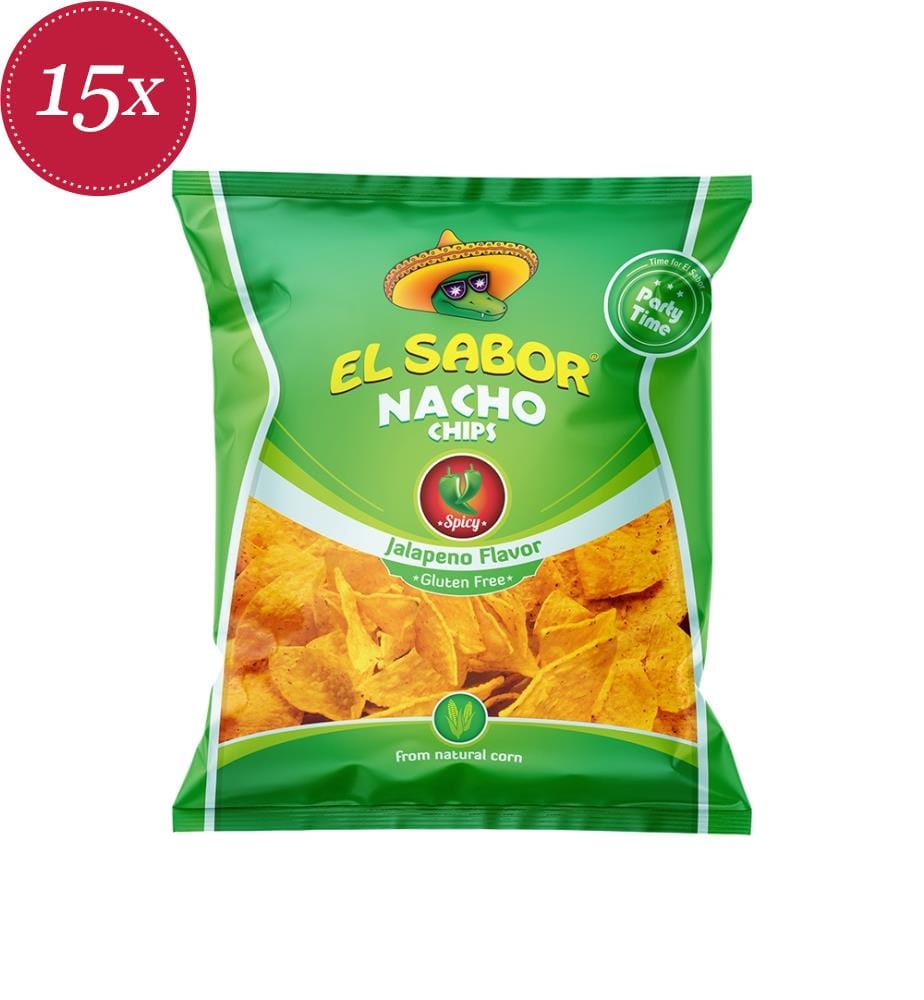 15 x Chips Nachos EL Sabor Jalapeño, sans gluten - 180g