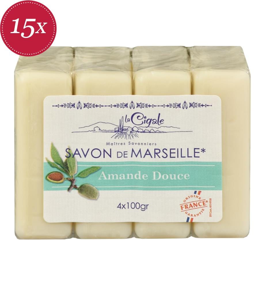 15x Sweet Almond Marseille Soap, 400 g