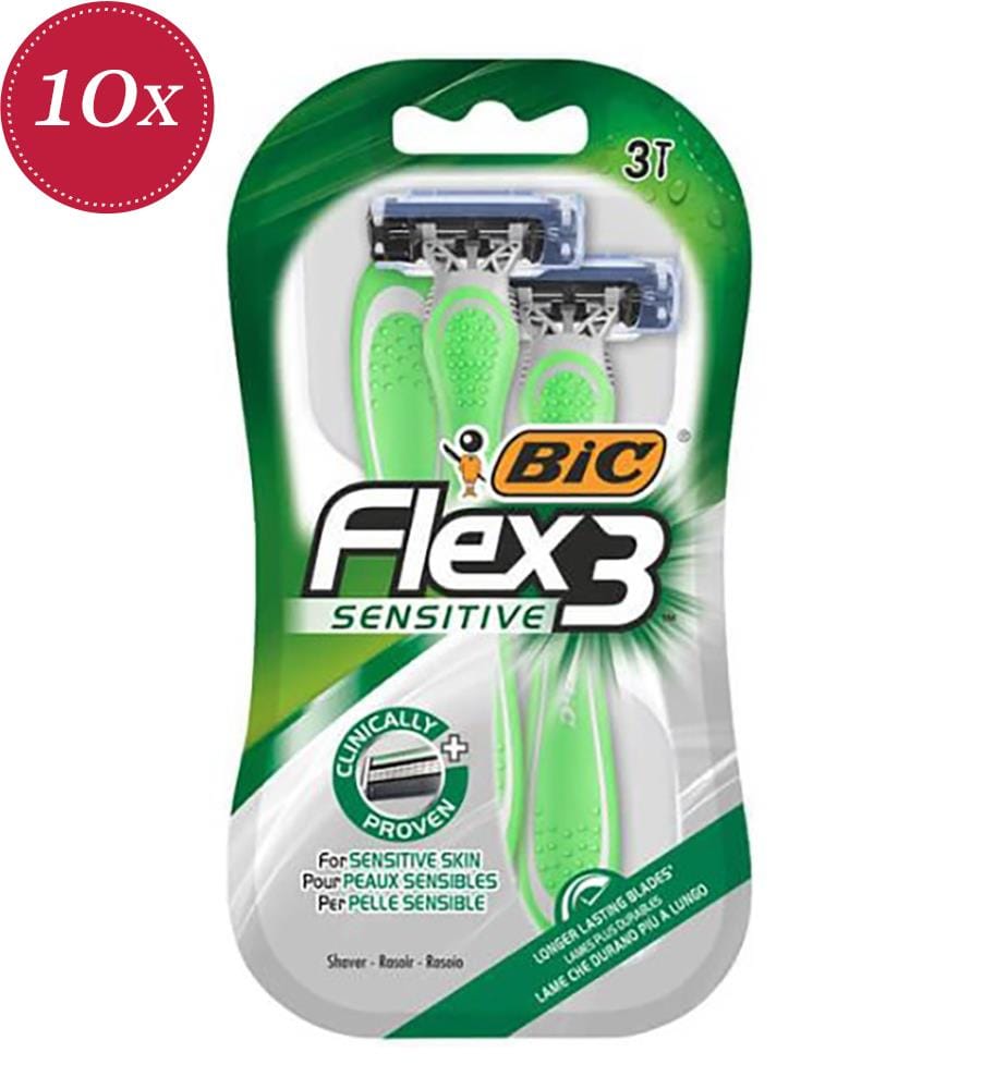 Flex3 Rasierer 10 x 3er Pack - Sensitive - 3 Klingen