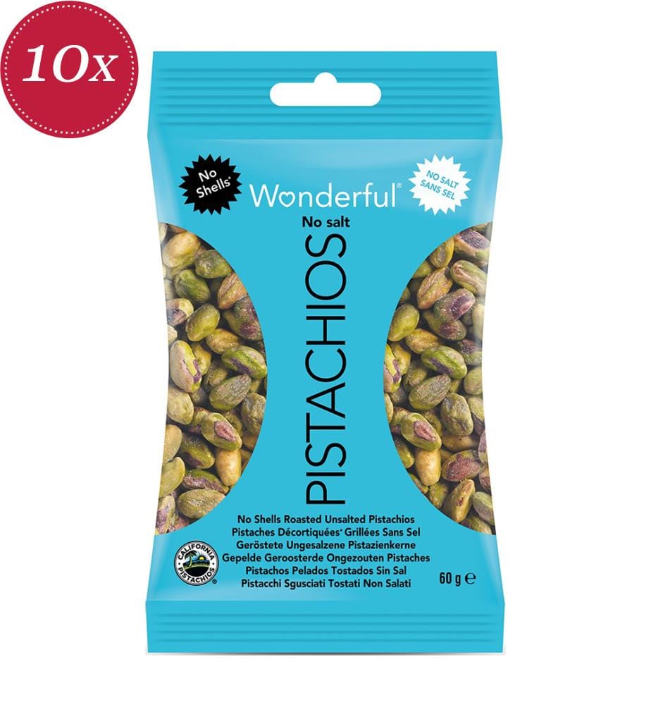 10x Wonderful pistachios roasted & unsalted, shelled - 60g