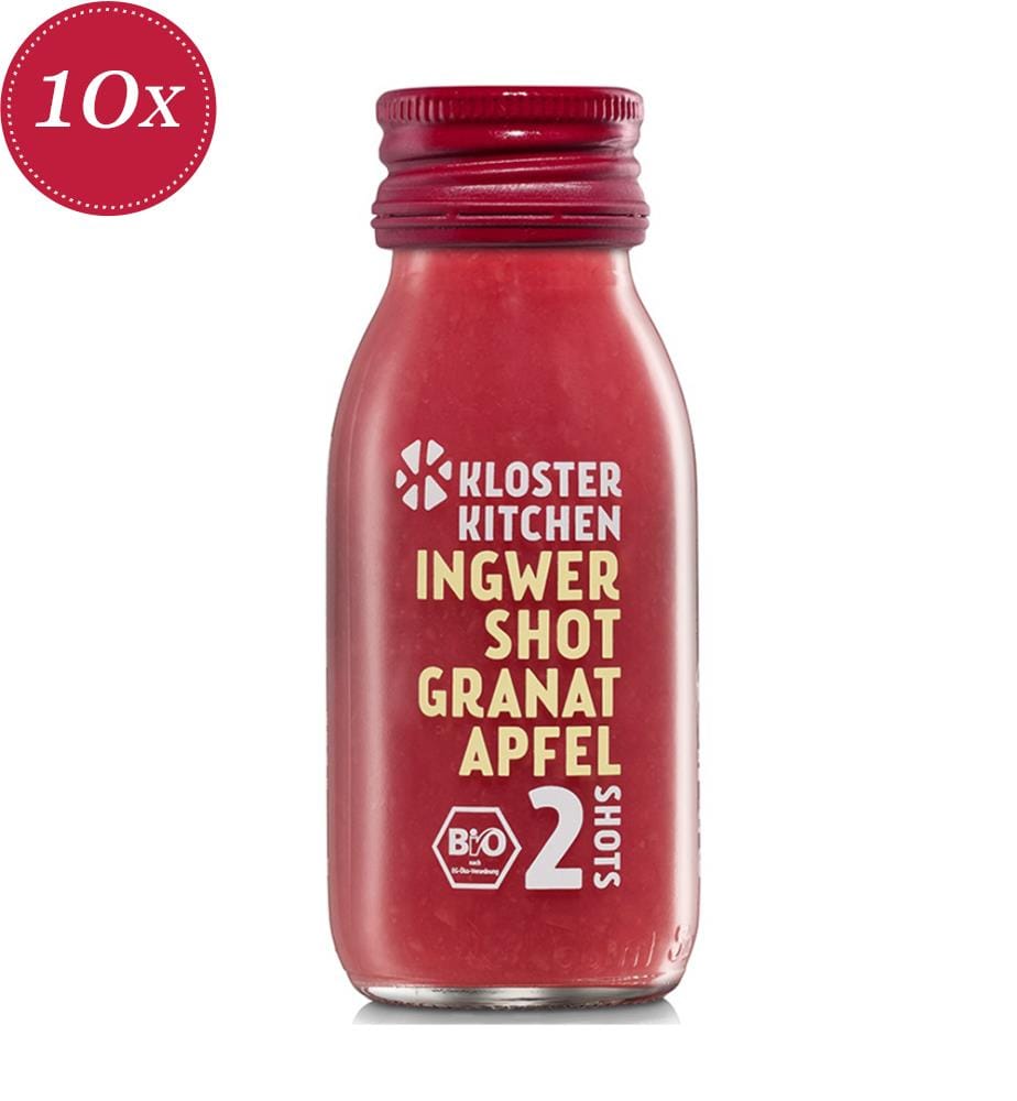 Pack of 10 Kloster Kitchen Shot Organic Ginger Pomegranate - 60ml