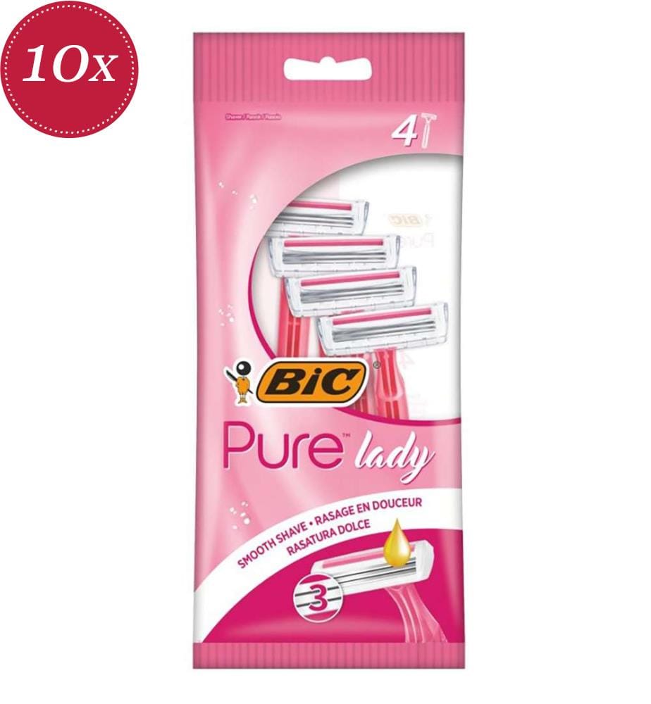 10x Damenrasierer „Pure Lady“, 4er-Pack – 3 Klingen