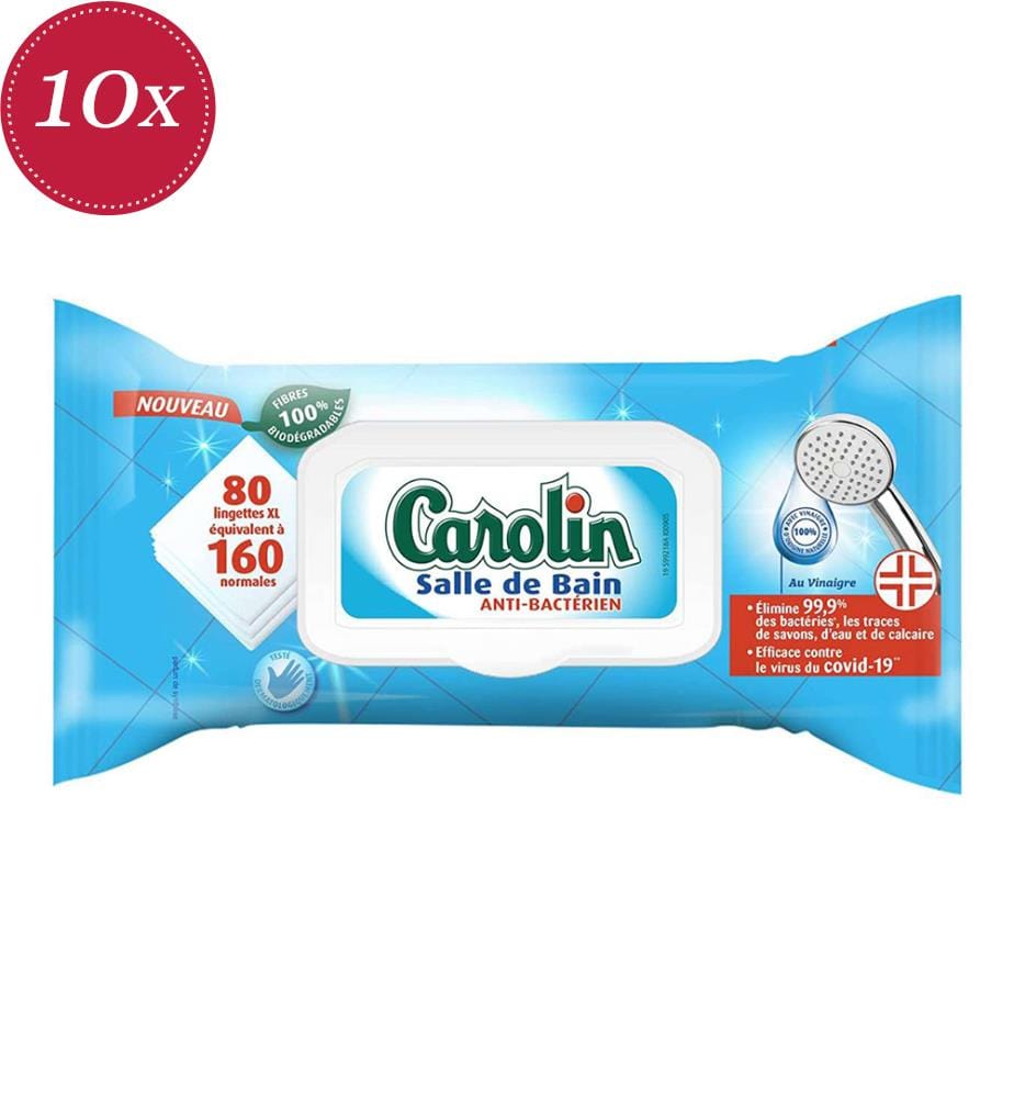 10 x XL Antibacterial Vinegar Bathroom Cleaning Wipes – 80 Count