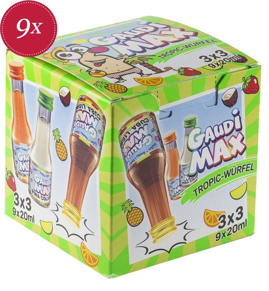 9x Gaudi Max Tropic Mix Liqueur 16-17% Vol., 3x3 - 20ml