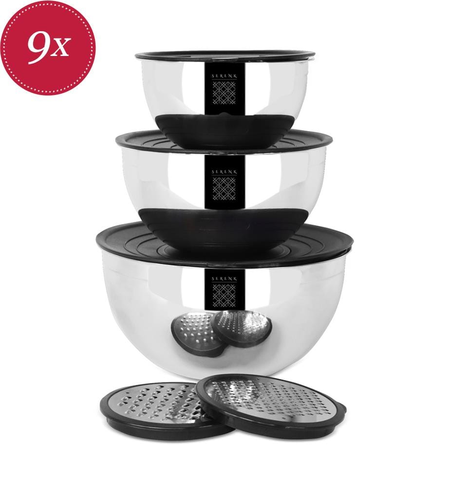 Set di 9 ciotole in acciaio inox