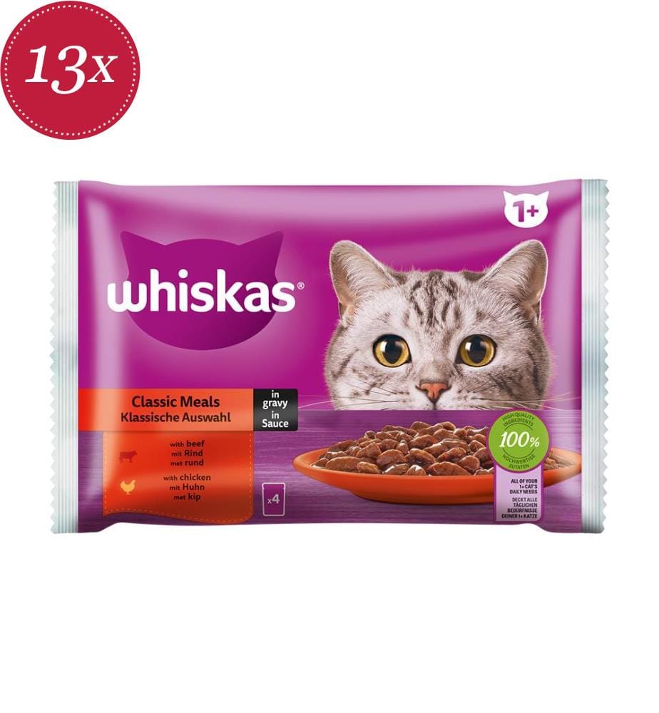 13x Whiskas Sachets fraîcheur 85g Sélection classique en sauce 1+ 4-Pack