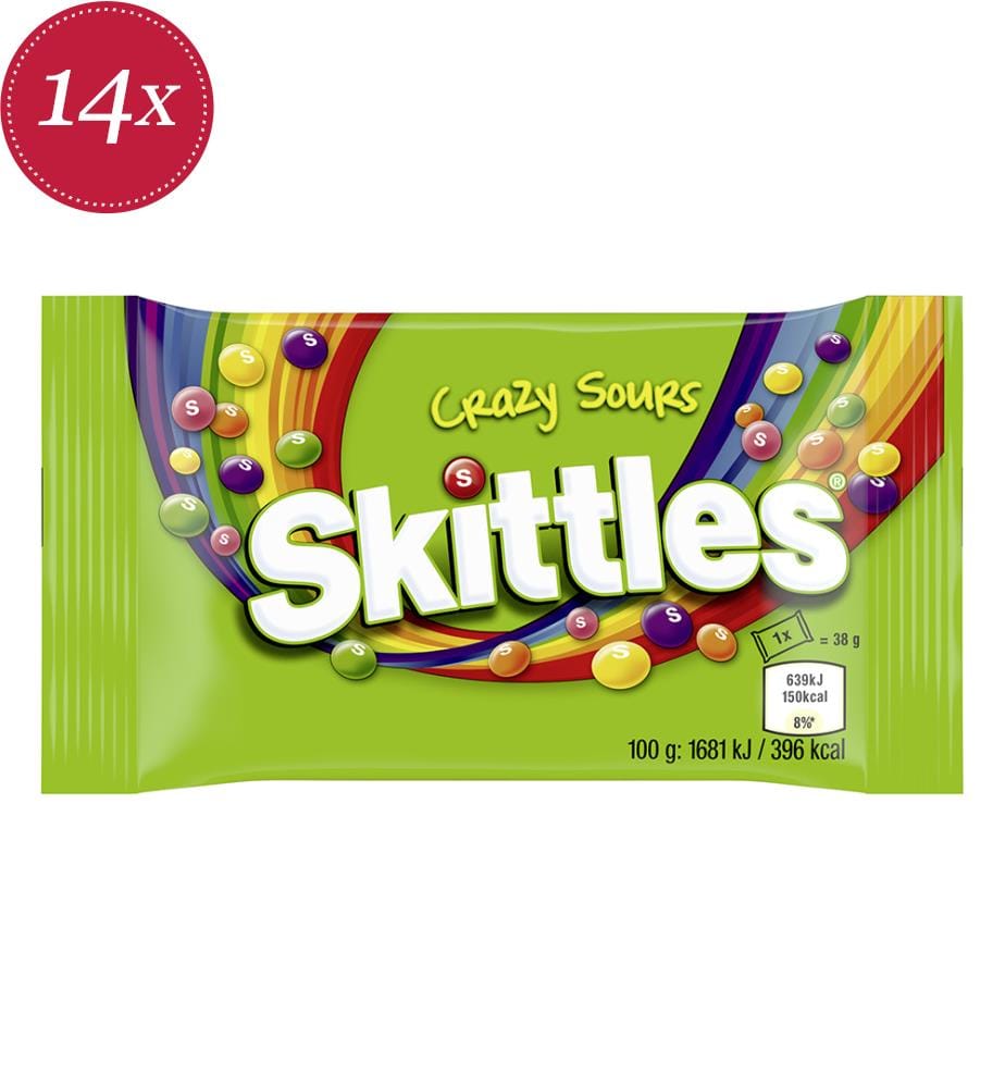 14x Skittles Crazy Sours - 38g