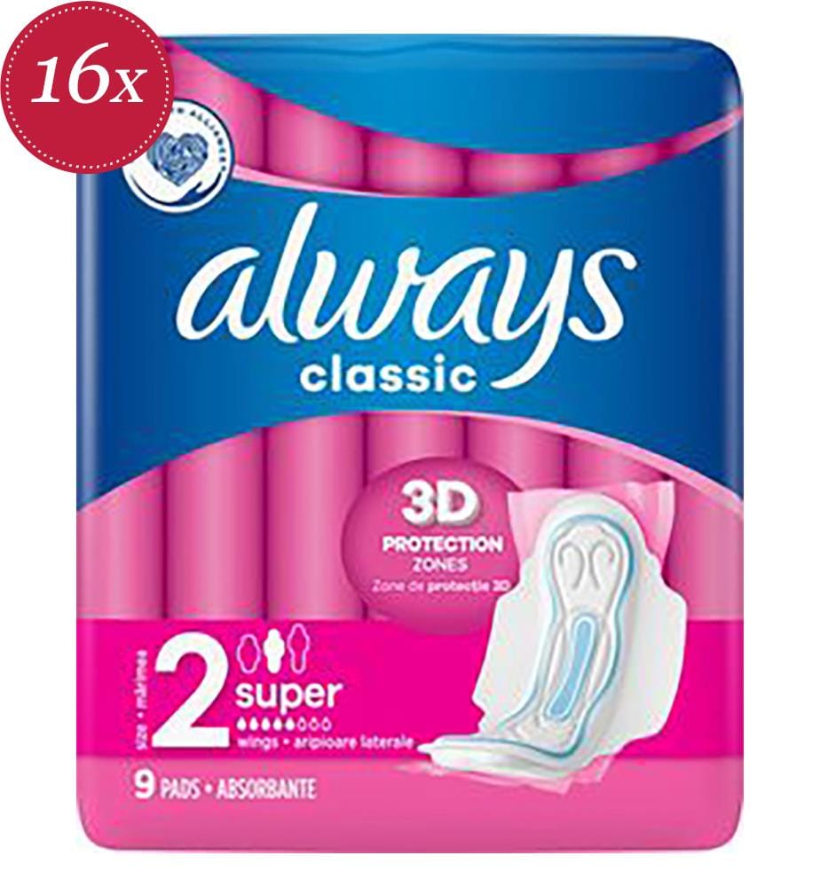 16 von 9 Hygienische Handtücher 3 Aktion Klassisch mit Flügeln Grösse 2