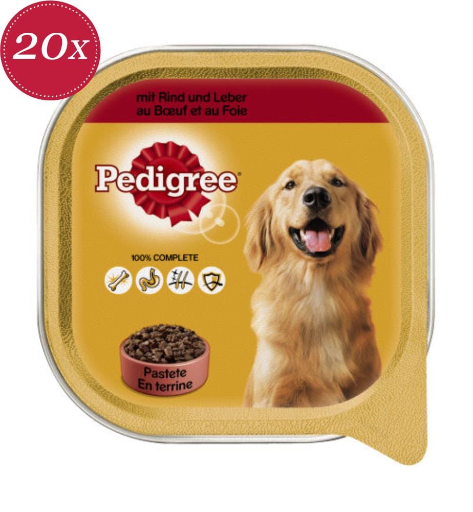 20x Pedigree für ausgewachsene Hunde mit Rindfleisch - 300 g
