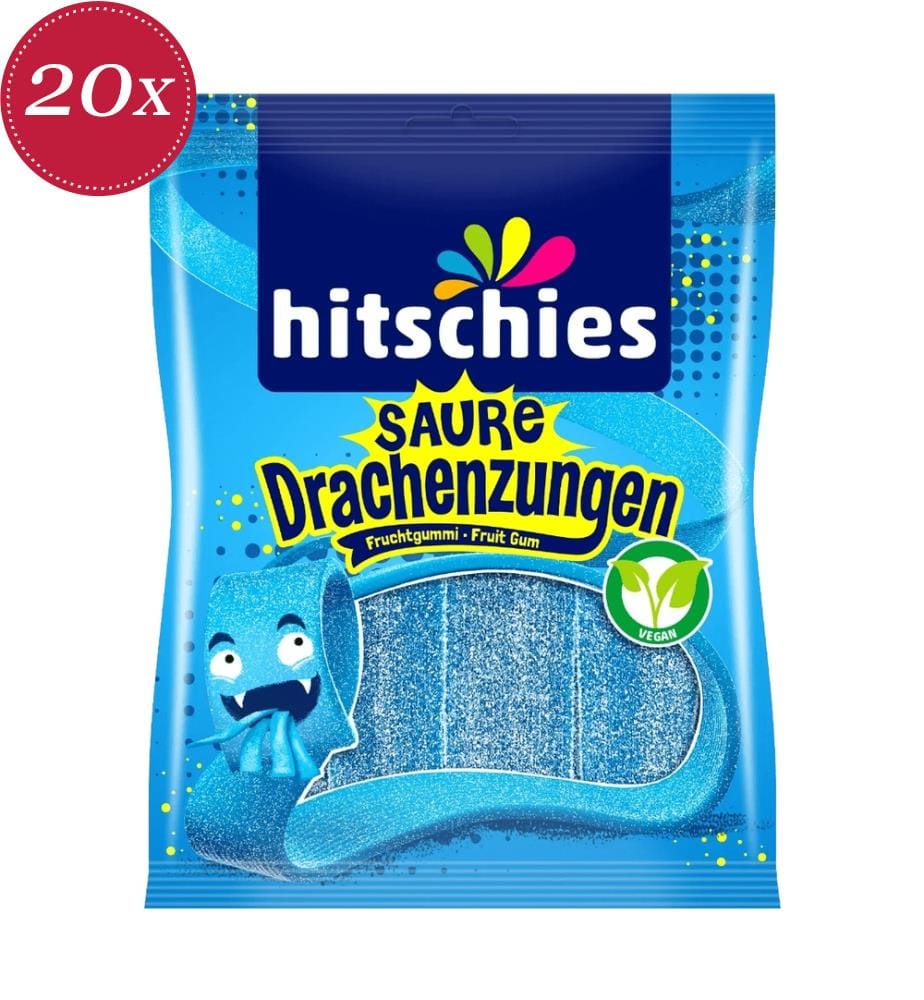 20 x Hitschies saure Drachenzungen blau (Beutel) - 125g