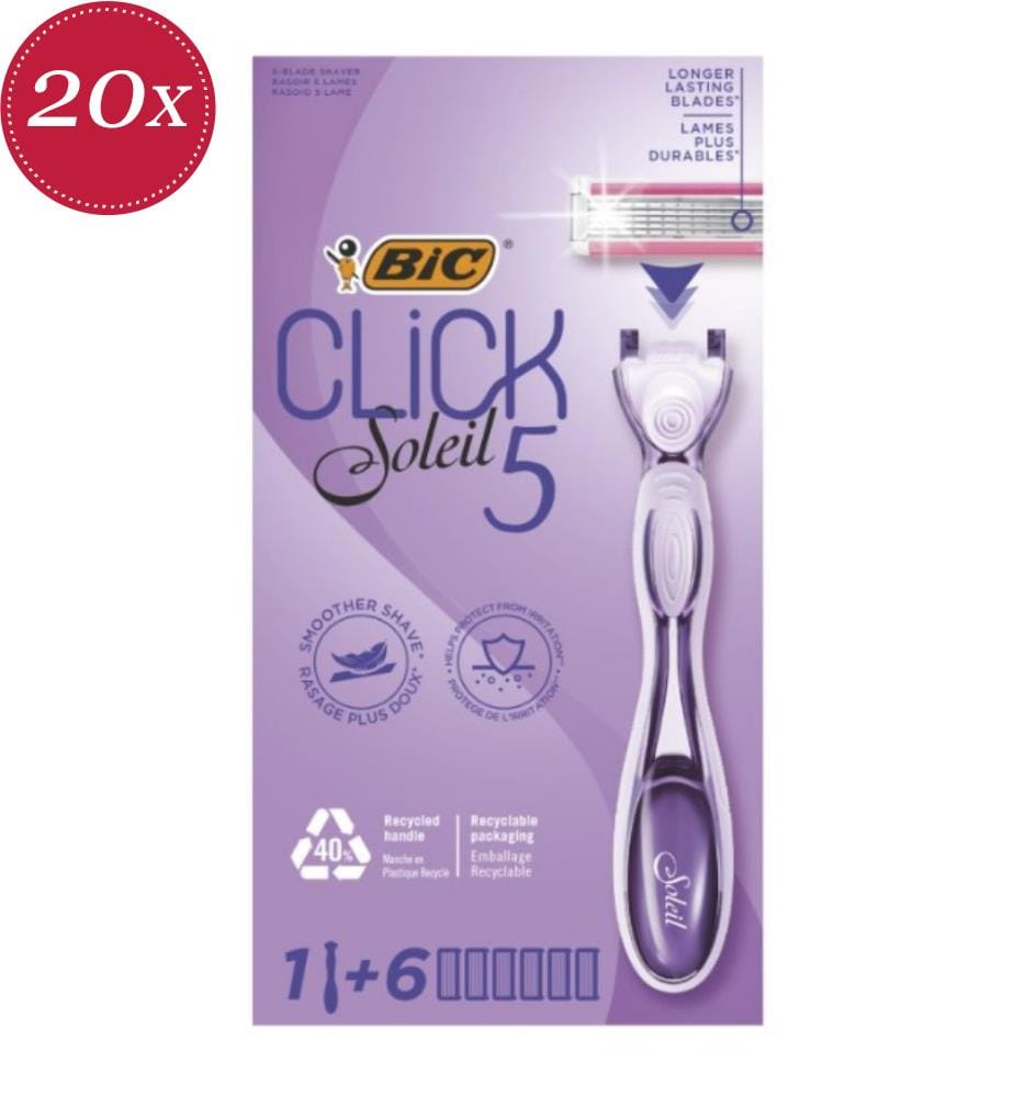 20x Rasierer & Ersatzklingen, 6er-Pack „Click Soleil 5“ – 5 Klingen