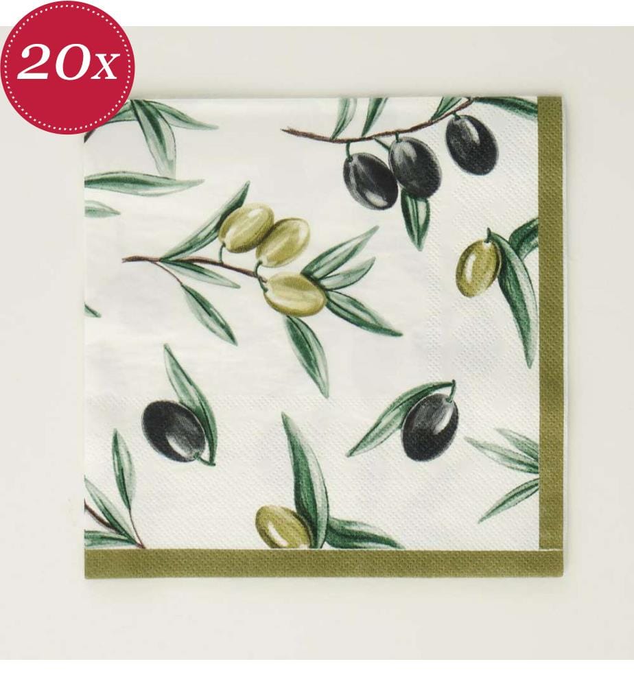 20er-Set Papierservietten Olive - Mehrfarbig