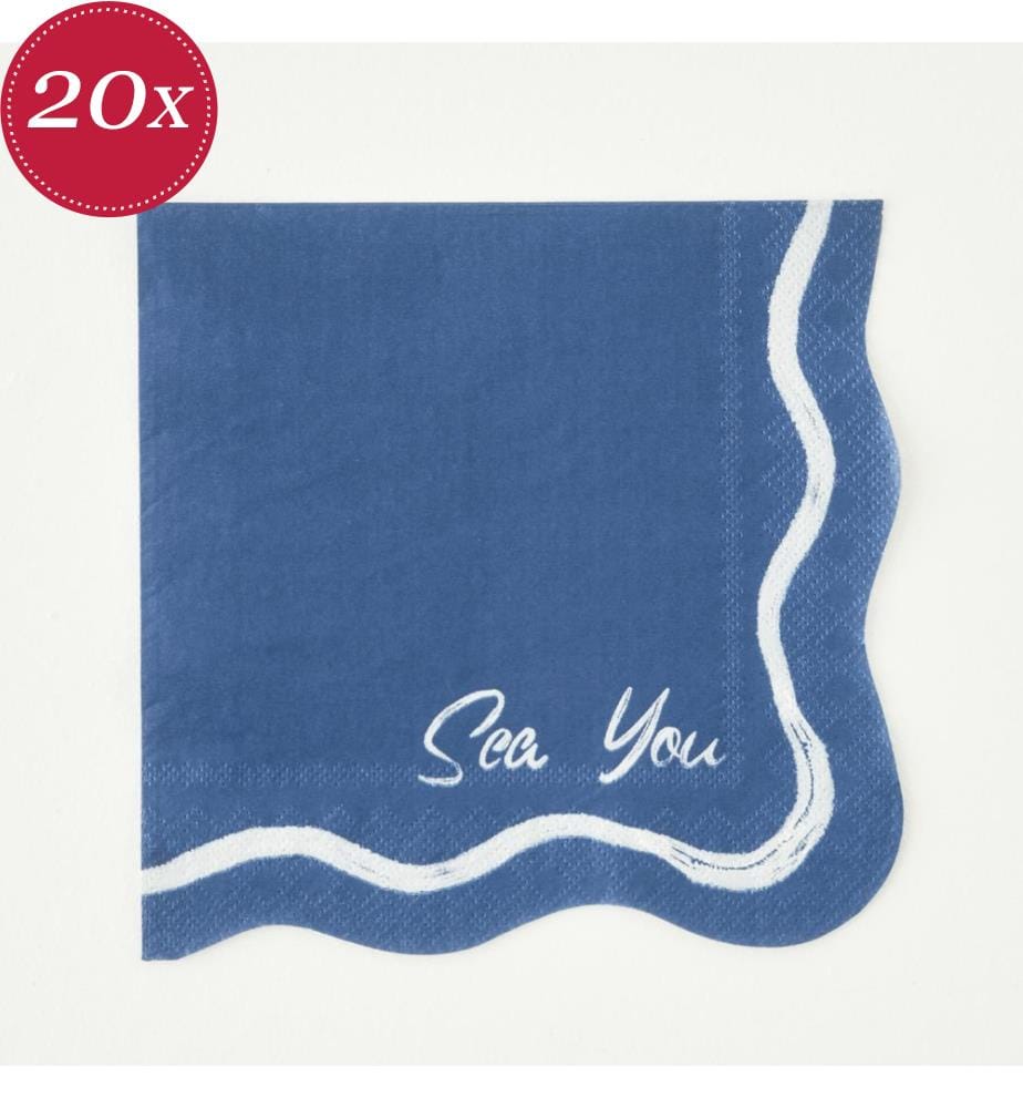 Set de serviettes Marine 20 pièces 31,6x31,6 cm - Bleu