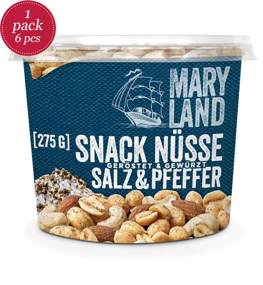 6x Maryland Snack Nüsse Salz & Pfeffer - 275g