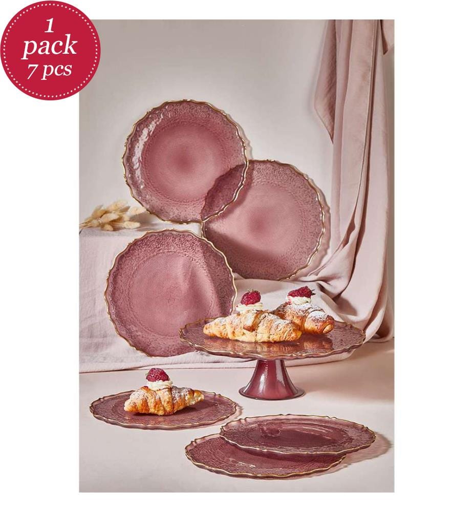 Lot de 7 assiettes à dessert - Prune