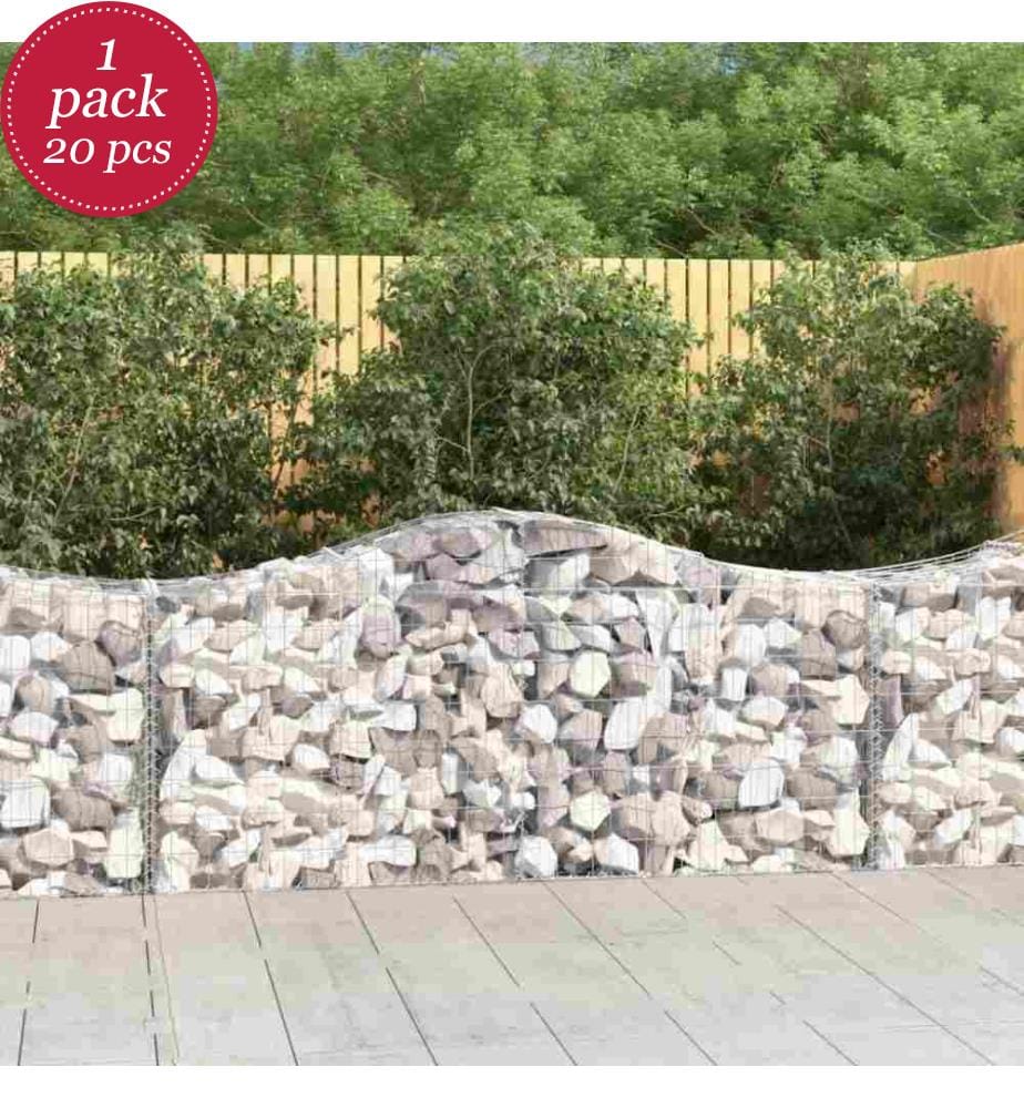 Gabionen mit Hochbogen 20 Stk. 200x50x80/100cm Verzinktes Eisen
