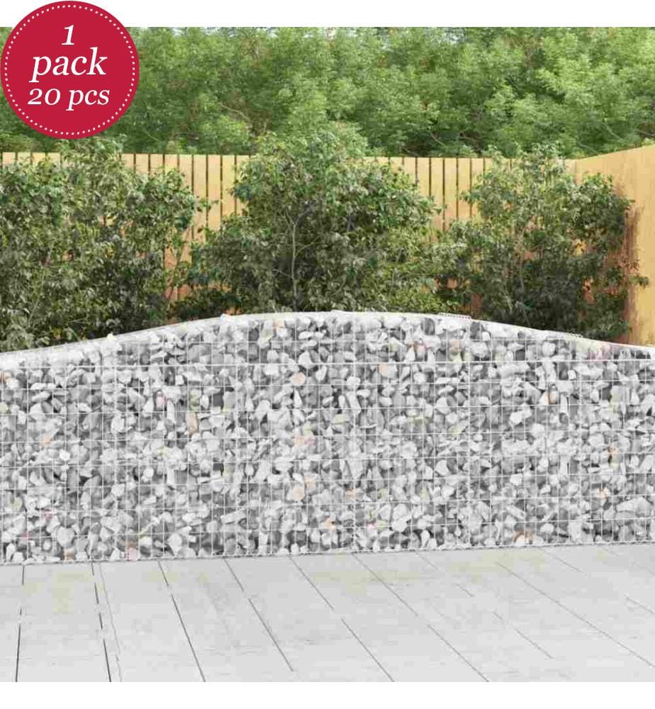 Gabionen mit Hochbogen 20 Stk. 400x50x80/100cm Verzinktes Eisen