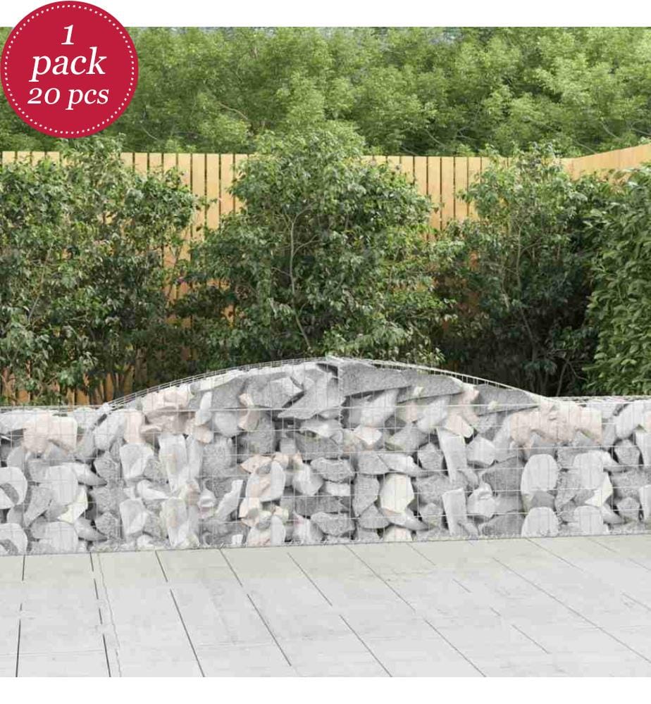 Gabionen mit Hochbogen 20 Stk. 400x30x60/80 cm Verzinktes Eisen