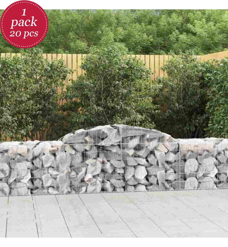 Gabionen mit Hochbogen 20 Stk. 300x50x60/80 cm Verzinktes Eisen