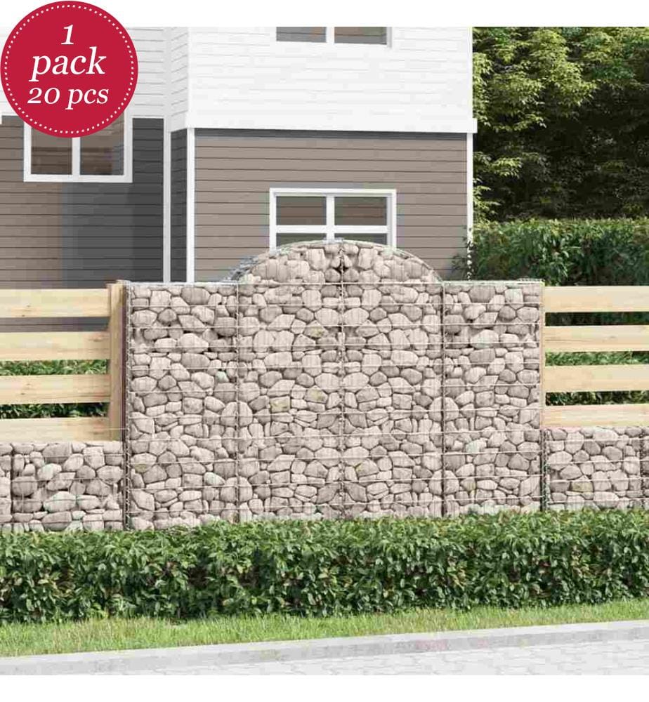 Gabionen mit Hochbogen 20Stk. 200x50x140/160cm Verzinktes Eisen