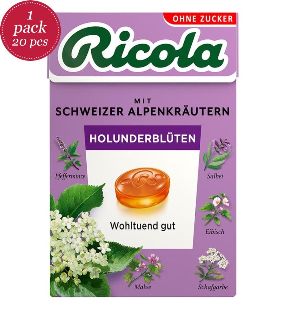 20x Ricola Boîte fleurs de sureau sans sucre - 50g