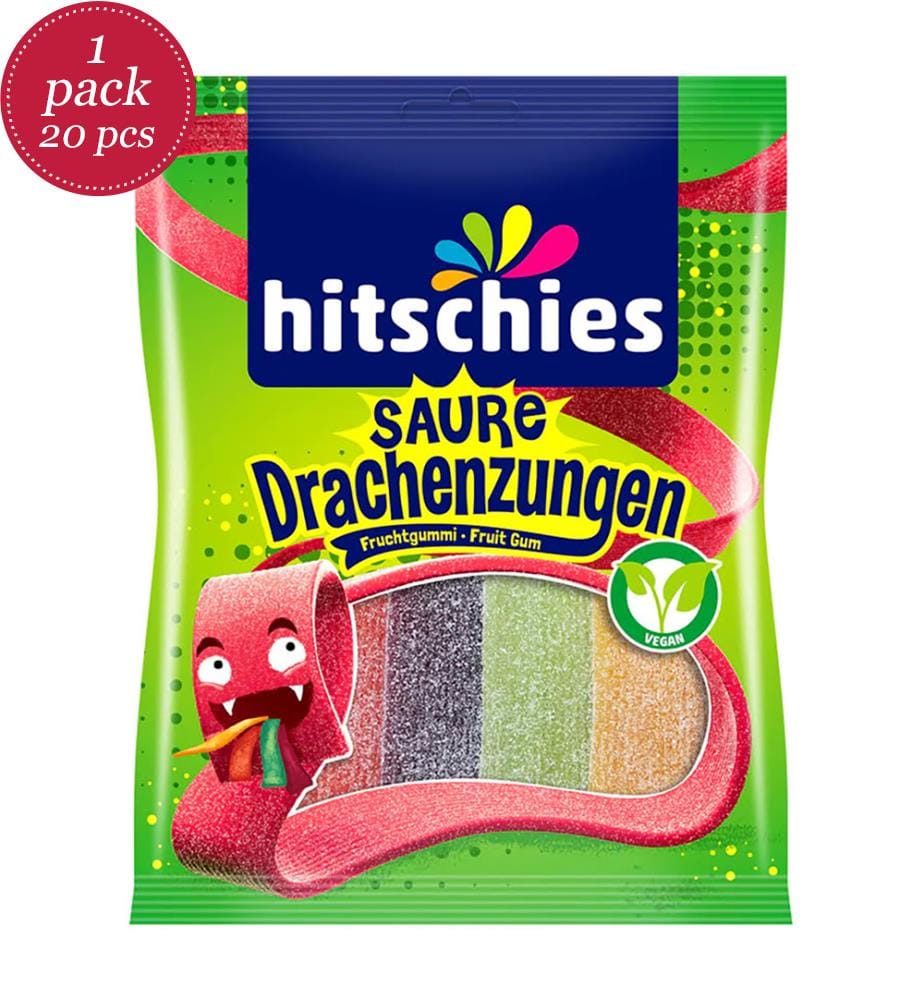20 Hitschies saure Bunte Drachenzungen Beutel - 125g