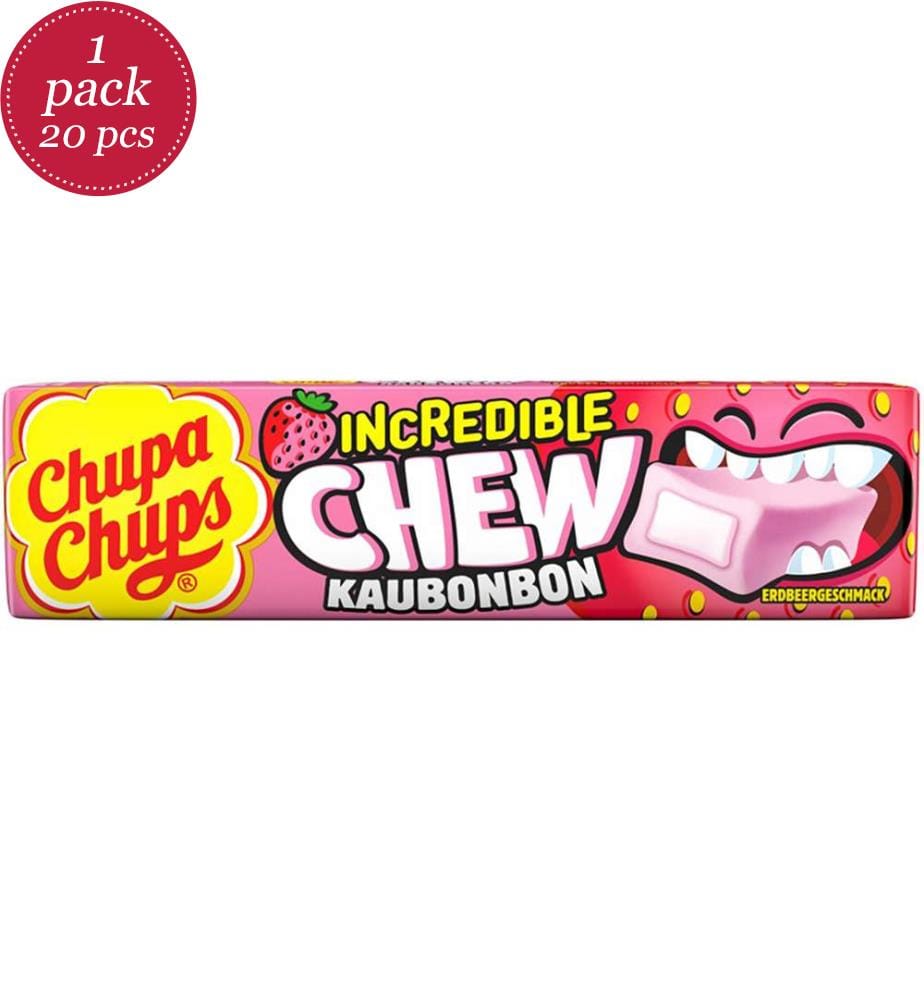 20x Chupa Chups Incredible Chew Erdbeere - 45g