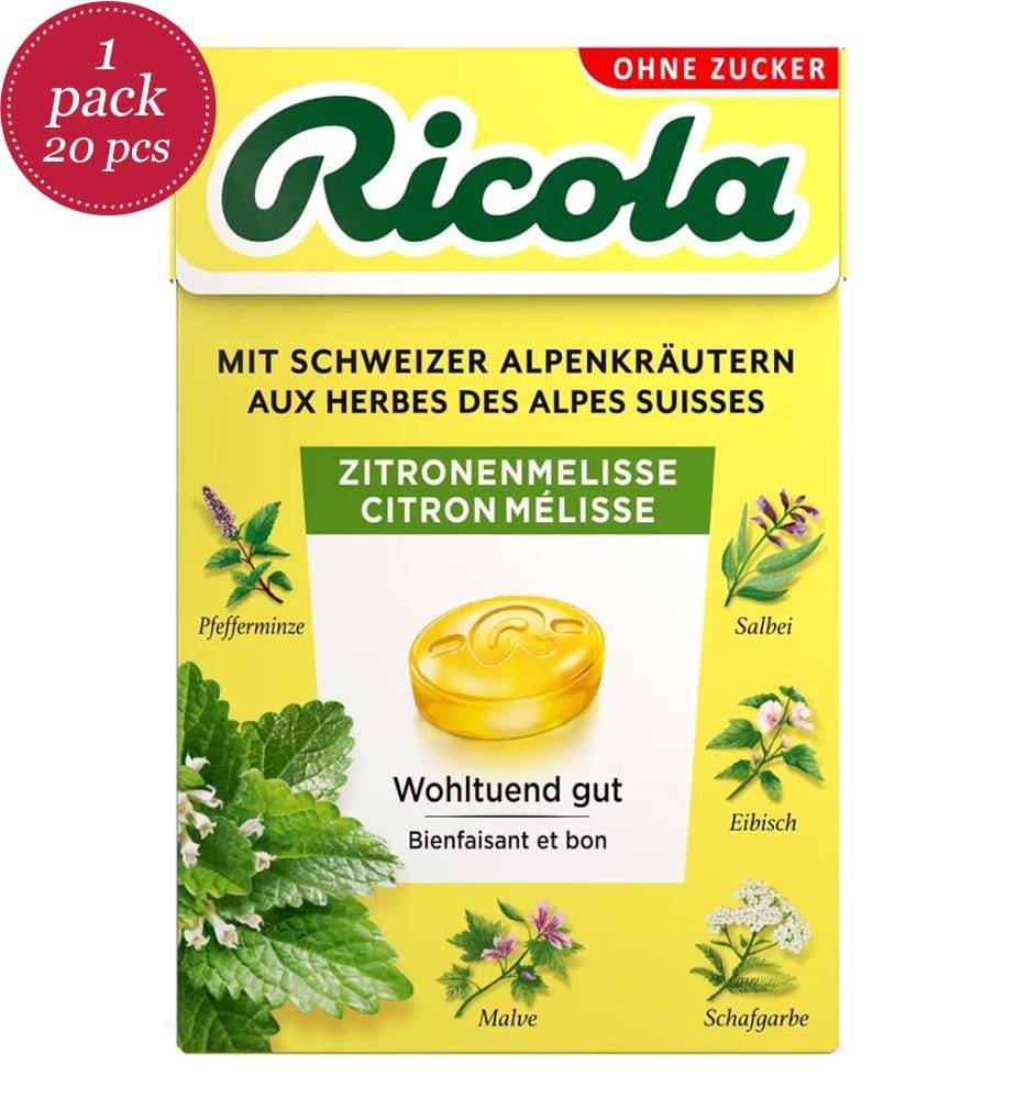 20x Ricola Lemon Balm Box without sugar - 50g