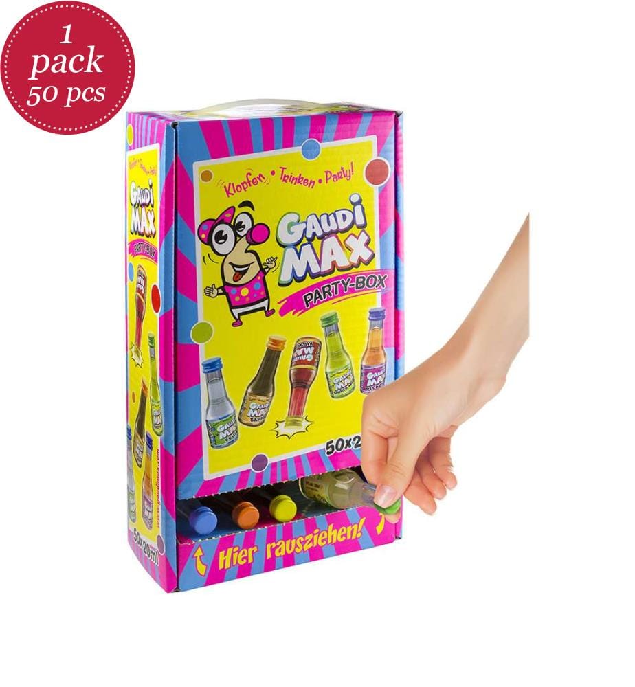 50x Gaudi Max Party Box Mix Liquore 16-17% Vol., confezione da 50 - 20ml