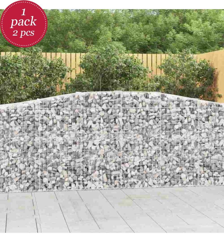 Gabionen mit Hochbogen 2 Stk. 400x50x100/120cm Verzinktes Eisen