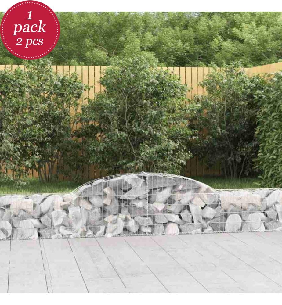 Gabionen mit Hochbogen 2 Stk. 300x30x40/60 cm Verzinktes Eisen