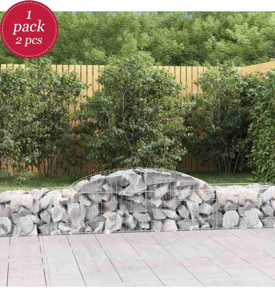 Gabionen mit Hochbogen 2 Stk. 300x50x40/60 cm Verzinktes Eisen