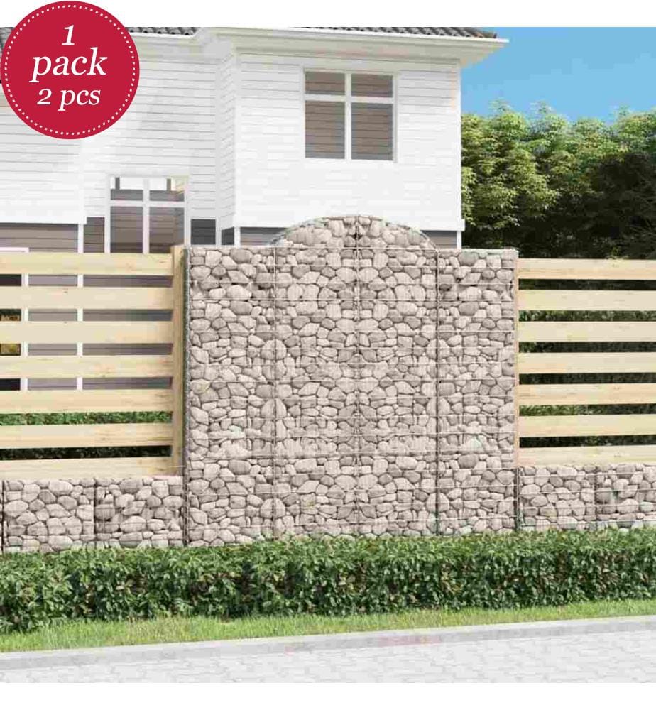 Gabionen mit Hochbogen 2 Stk. 200x50x200/220cm Verzinktes Eisen