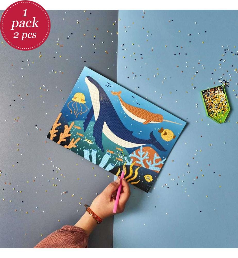 Set of 2 Glitter Coloring Drawings Multicolored DeinDeal