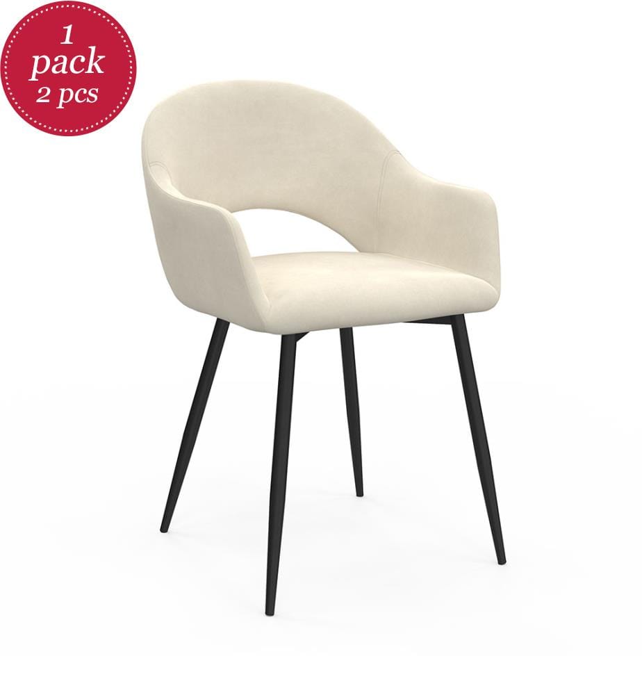 Set of 2 Rebecca Chairs - Cream and Black