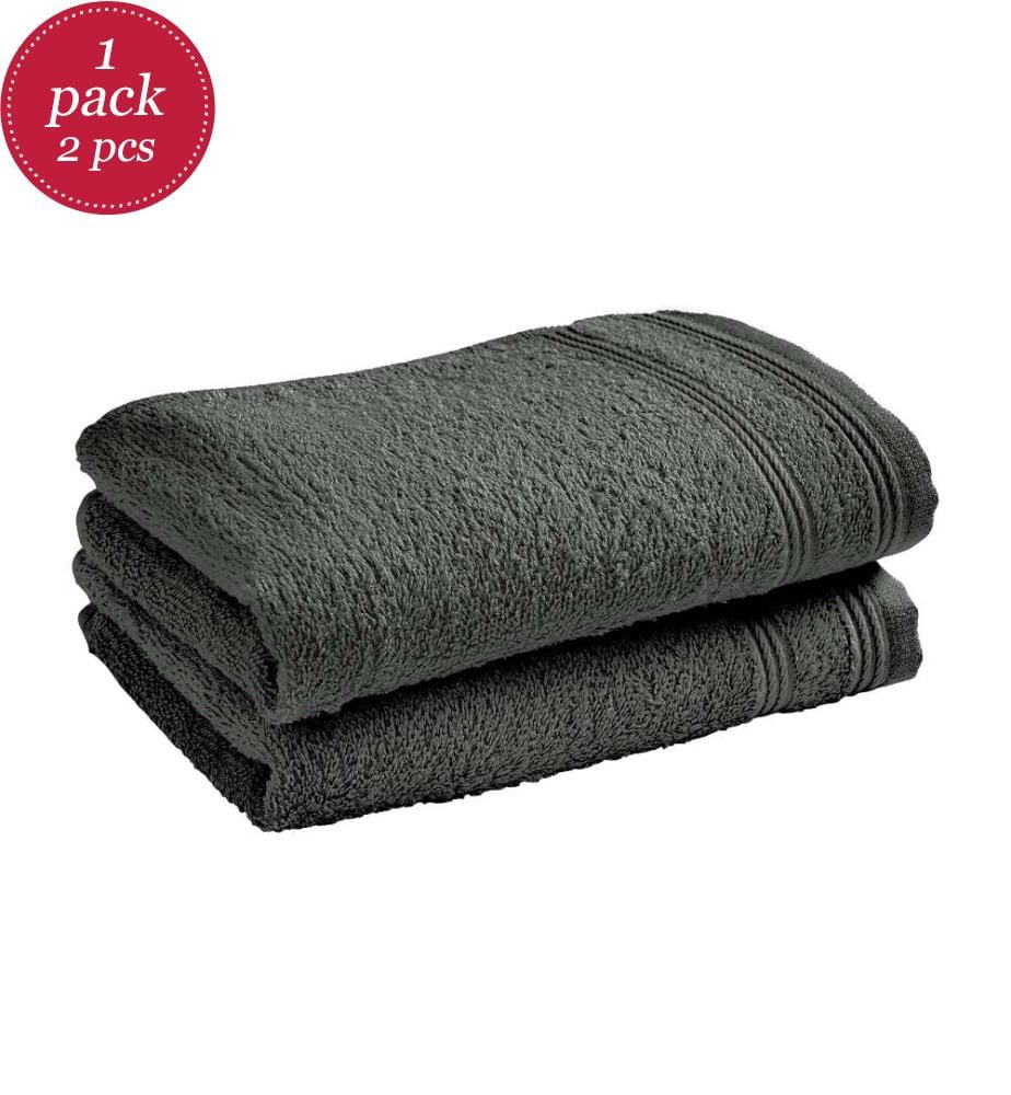 Lot de 2 Serviettes Invite Eponge 100% Coton Spa 30 x 50 cm Ardoise
