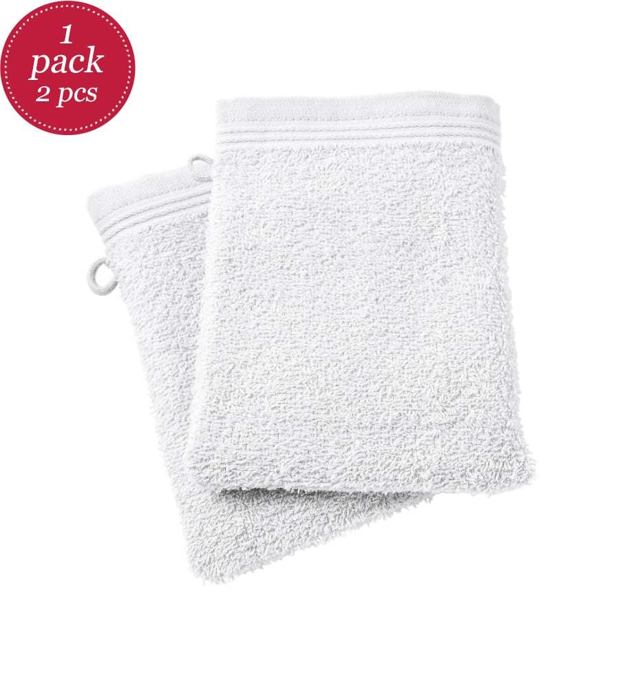2er-Pack Toilettenhandschuhe Spa 100% Baumwolle 15 x 21 cm Schnee