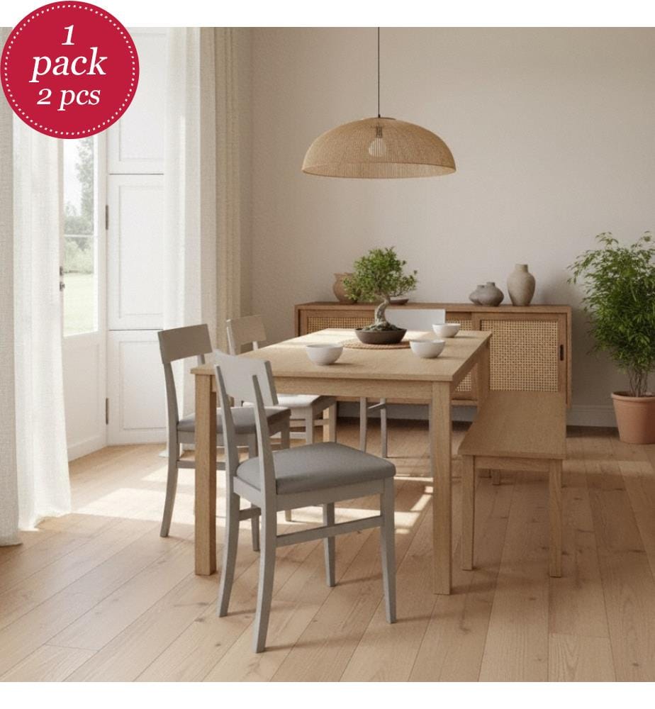 2er-Set Monaco Lackierte Holzstühle 44x45x82 cm - Grau und Schwarz
